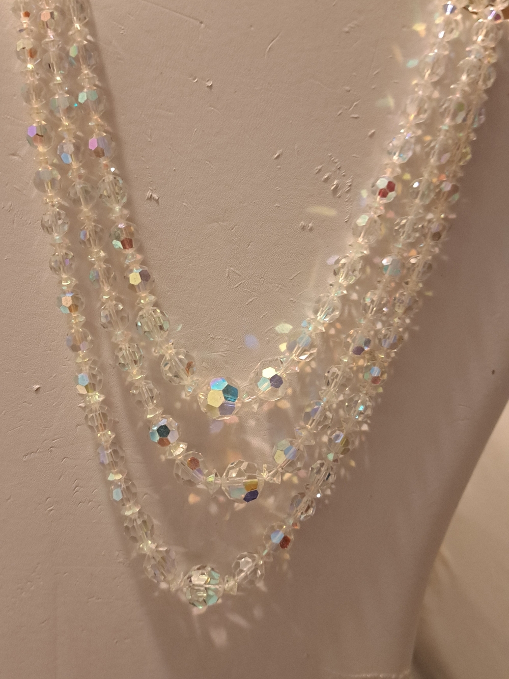 Crystal Aurora Borealis Beaded Multi-Strand Necklace - Clear